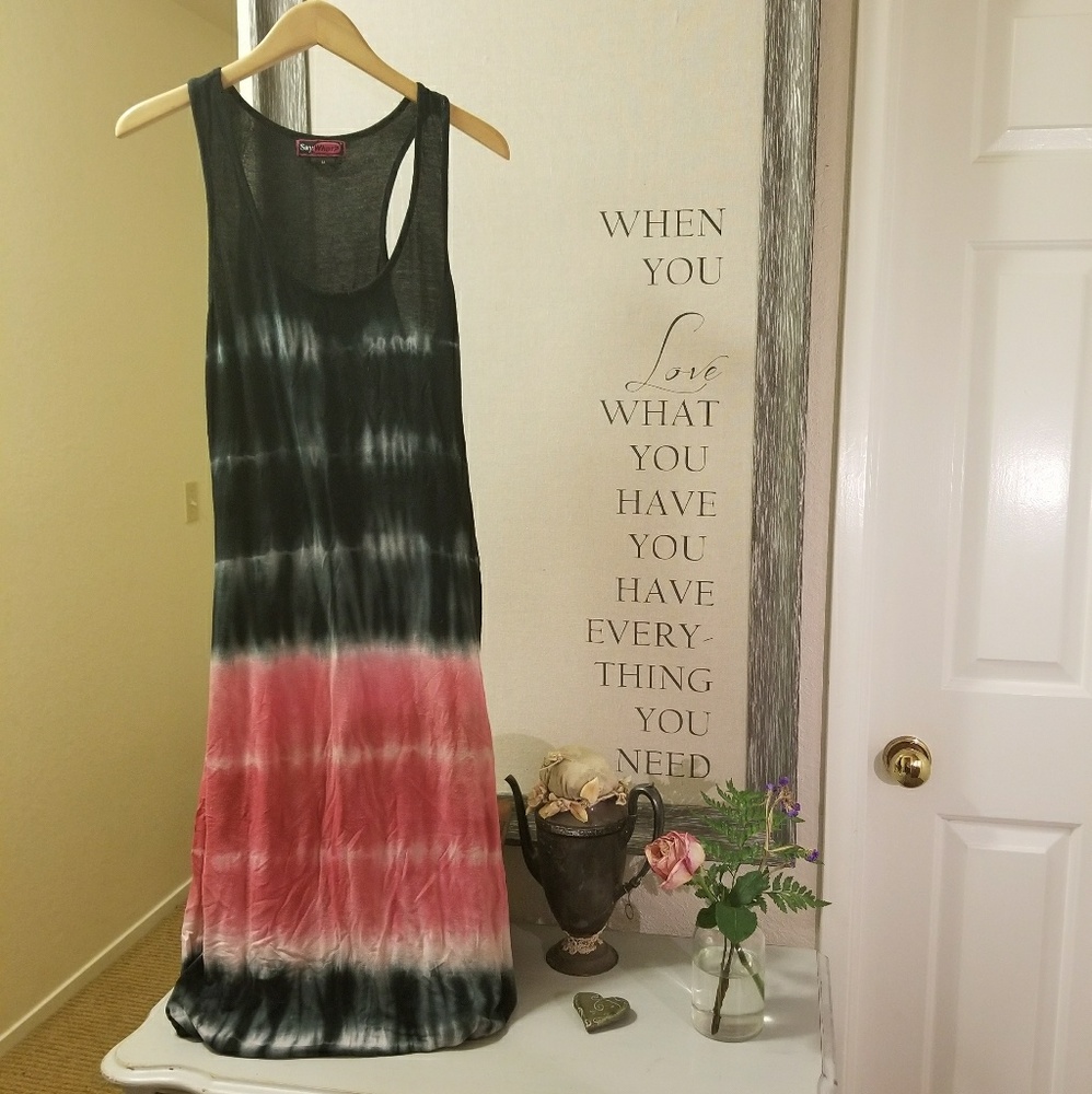 Red, White, and Blue Tie-Die Maxi Dress. 🇺🇸